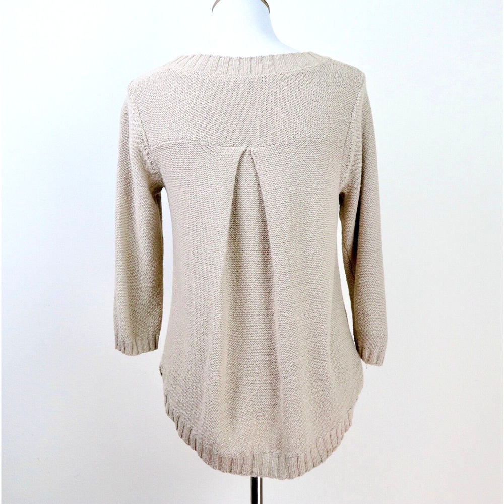 J Jill Size Petite XS Nubby Knit Sweater Pullover Cotton Beige - Picture 4 of 9